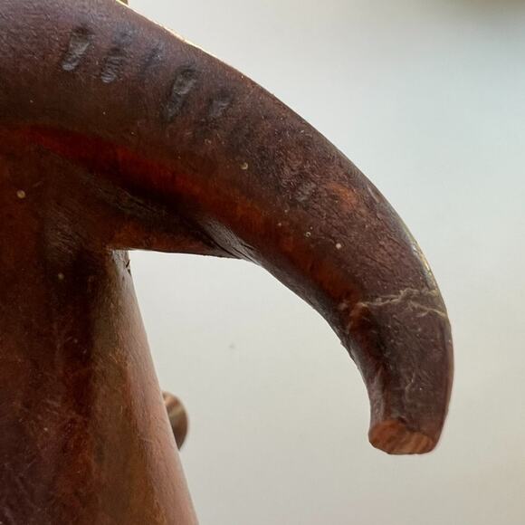 Vintage Water Buffalo Small Wood Figurine Sculpture Hand Carved 6" High - Picture 7 of 15